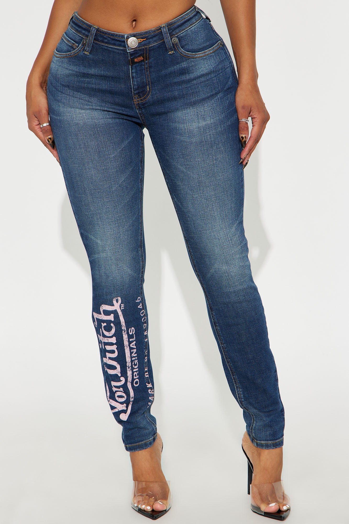 Von Dutch Originals Low Rise Skinny Jeans - Dark Wash