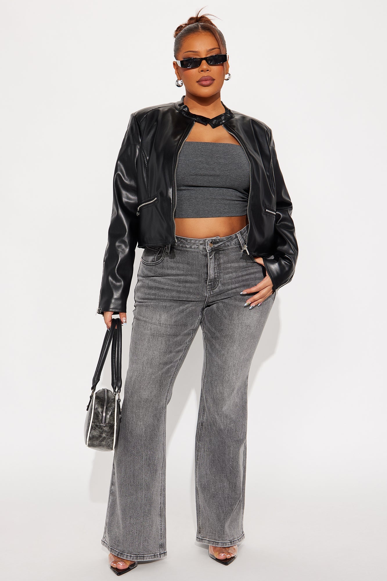 Kenny Mid Rise Flare Jeans - Grey