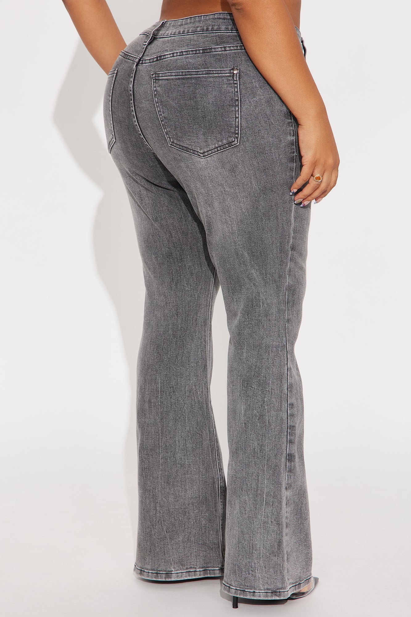 Kenny Mid Rise Flare Jeans - Grey