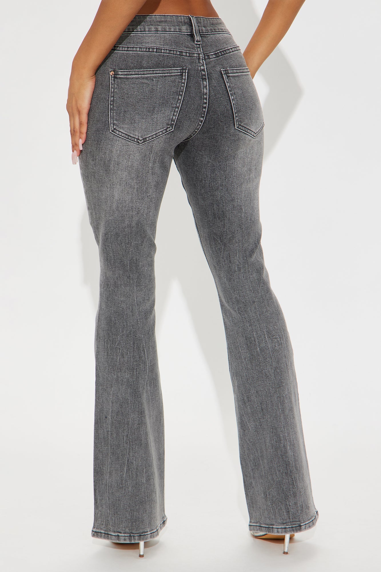Kenny Mid Rise Flare Jeans - Grey