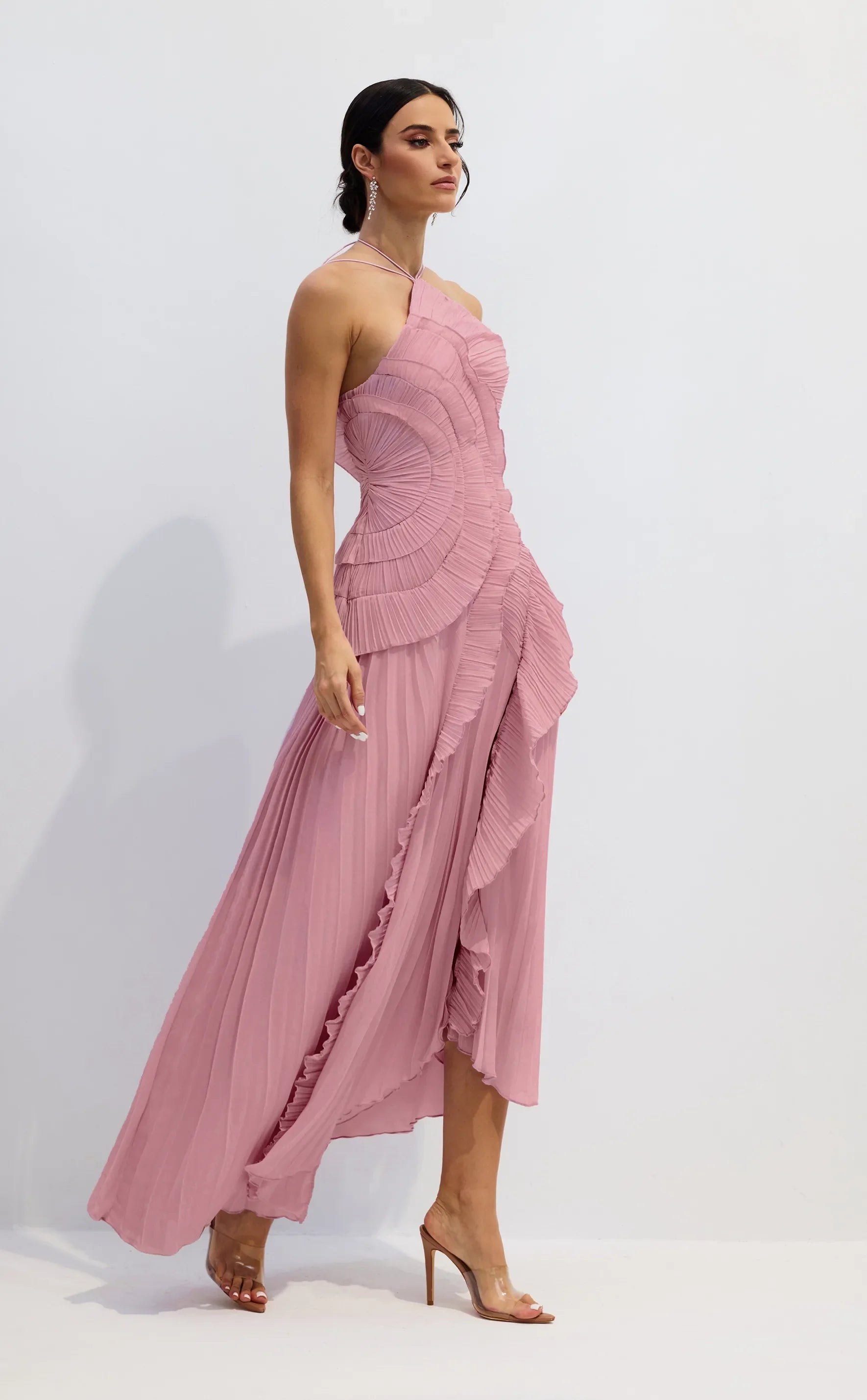 Nina | Pleated Halterneck Dress