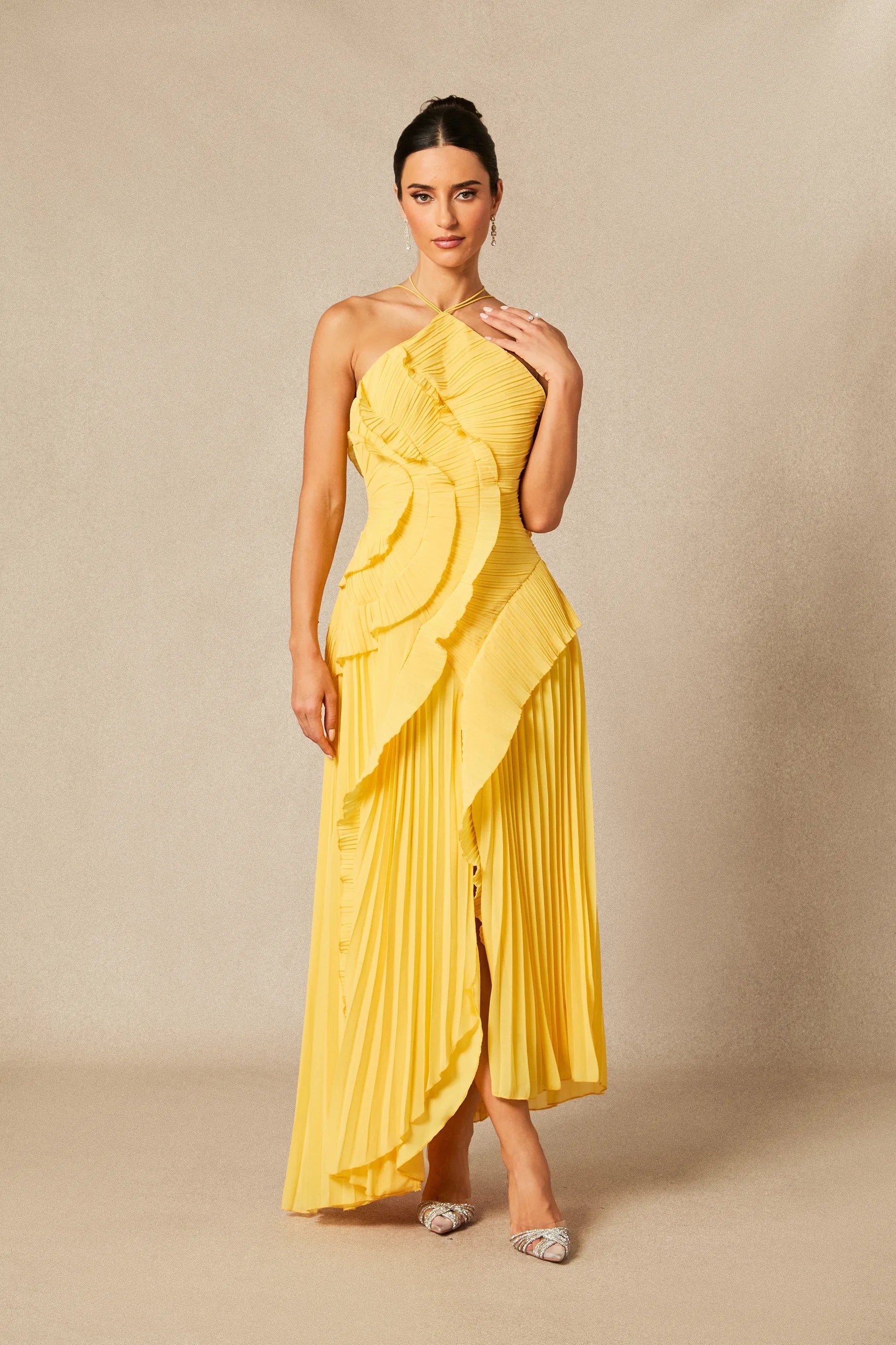 Nina | Pleated Halterneck Dress