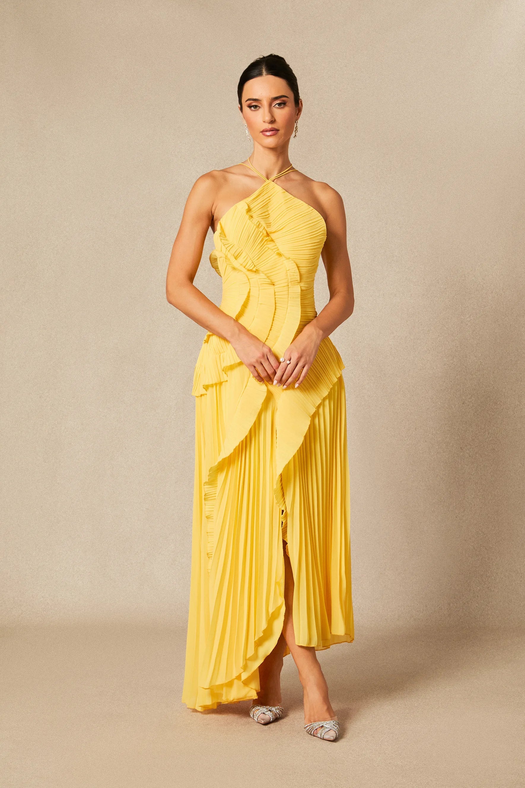 Nina | Pleated Halterneck Dress