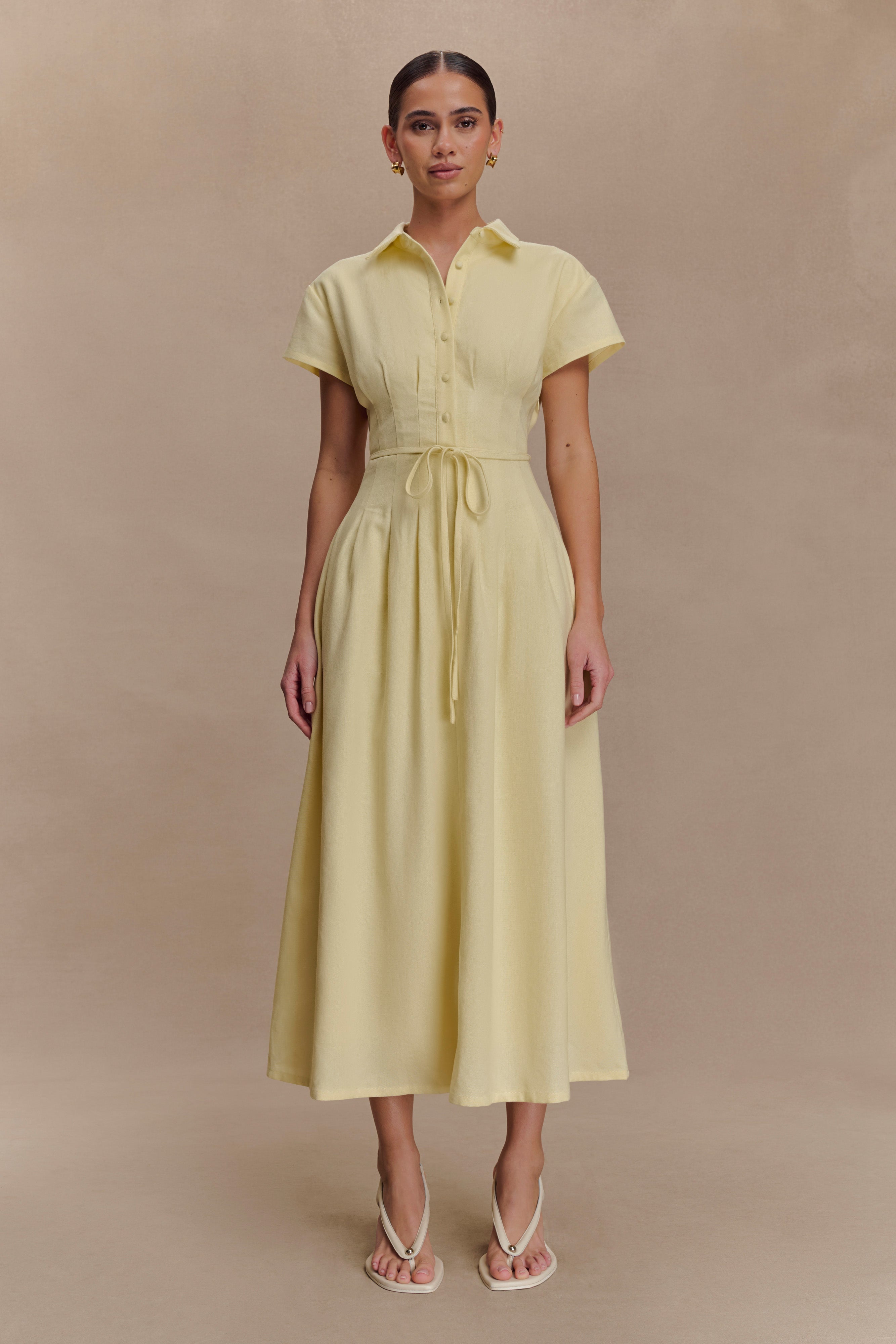 Aysha Buttoned Dress - Lemon