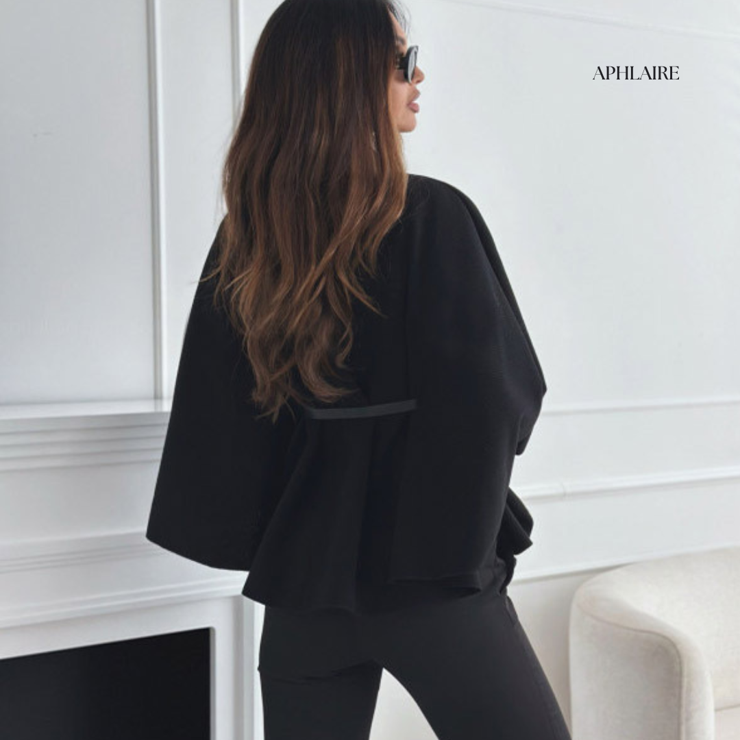 Aphlaire Belted Poncho Cape Jacket