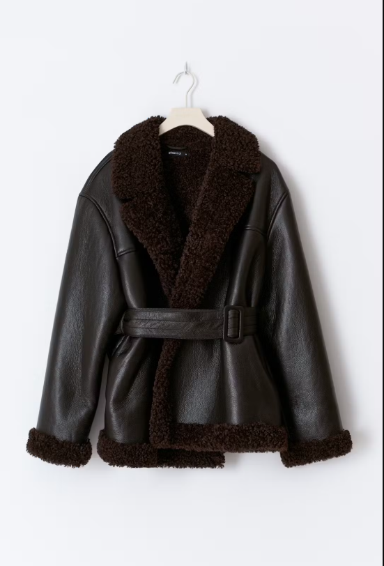 Teddy PU Belted Jacket