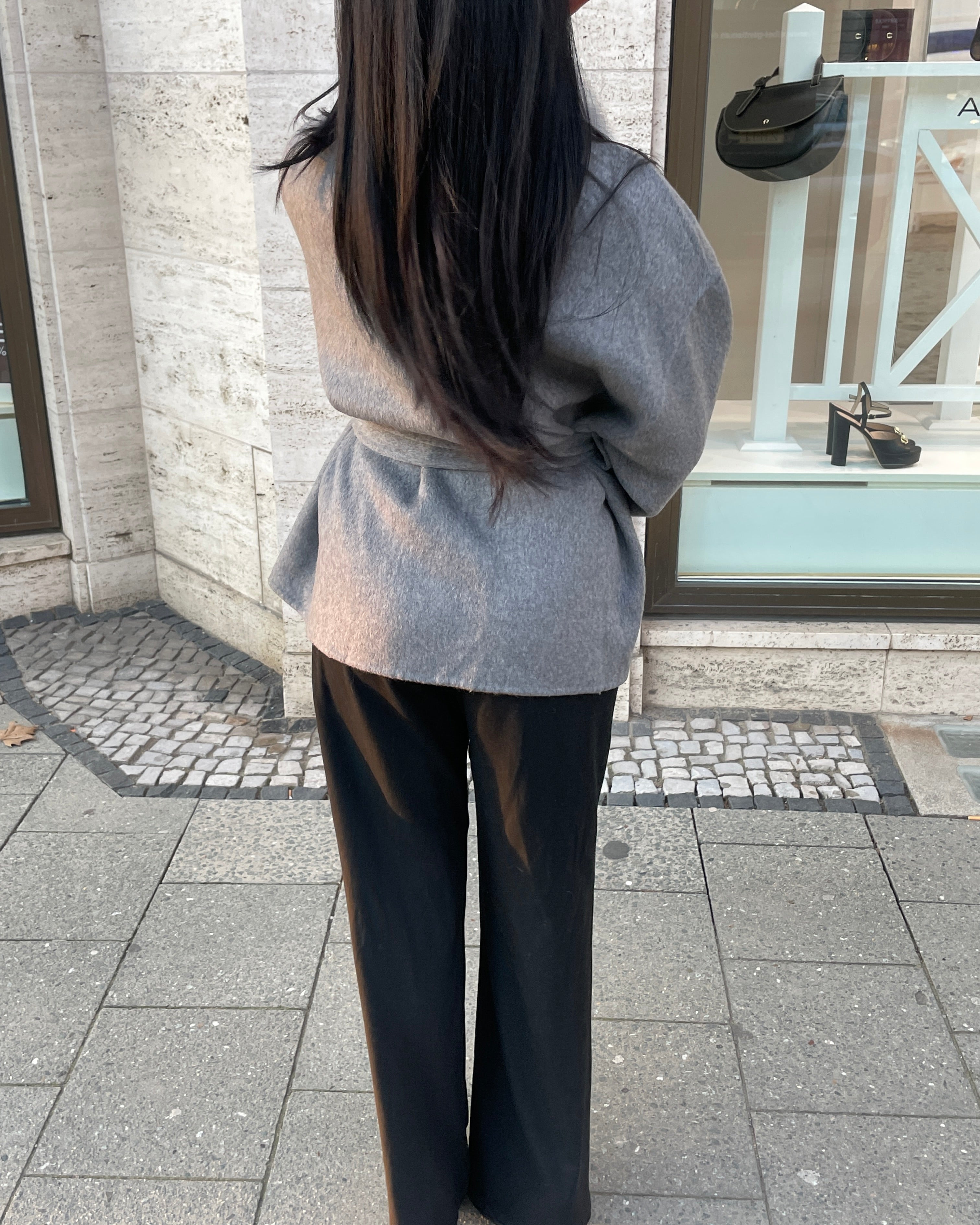 Belted Wool Fur Trim Coat