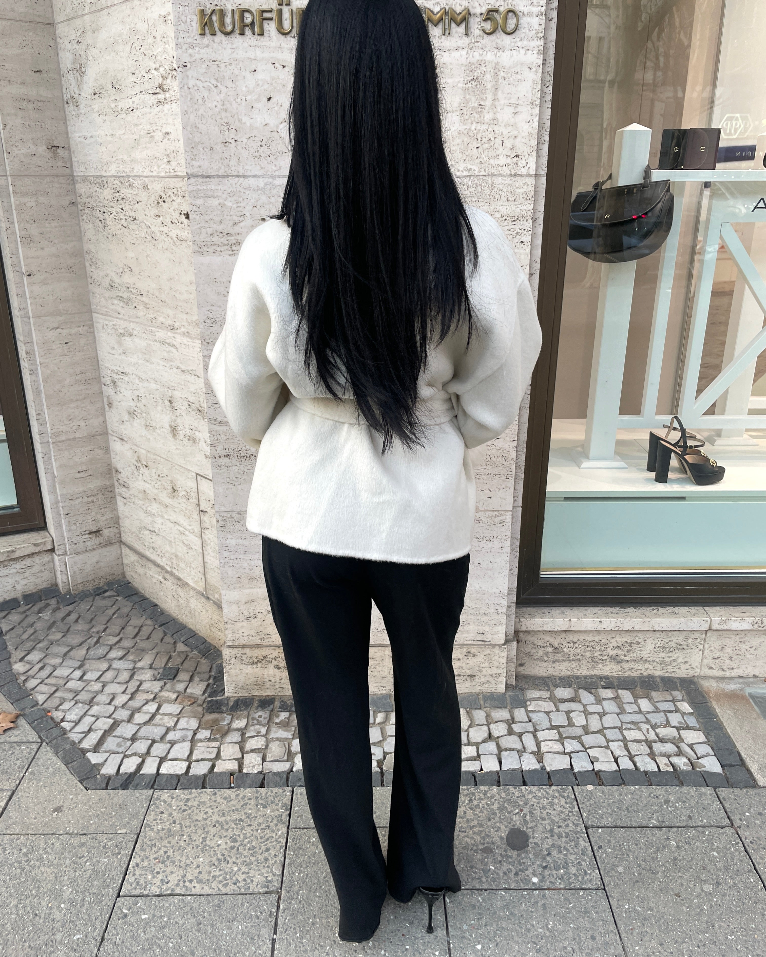 Belted Wool Fur Trim Coat