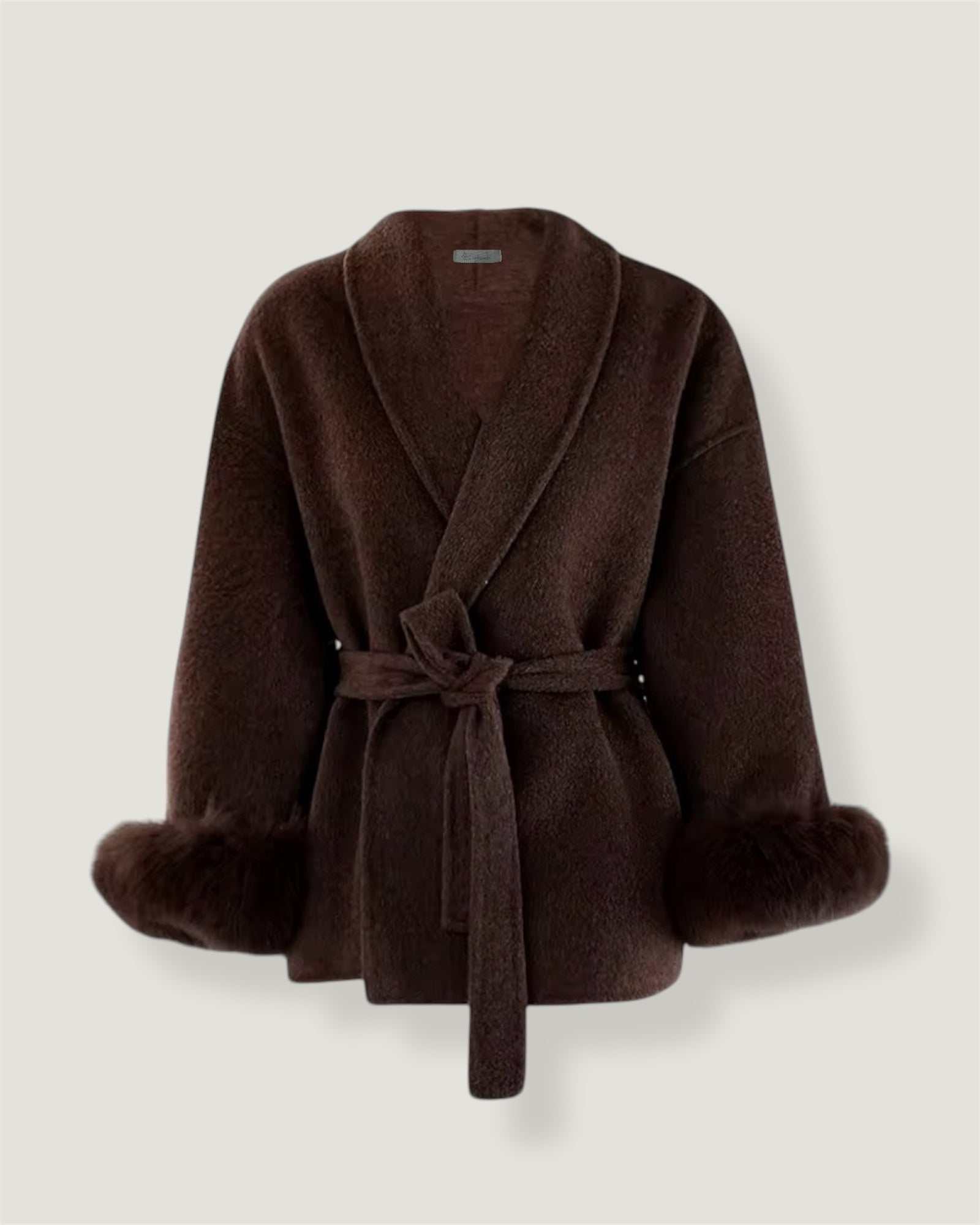 Belted Wool Fur Trim Coat