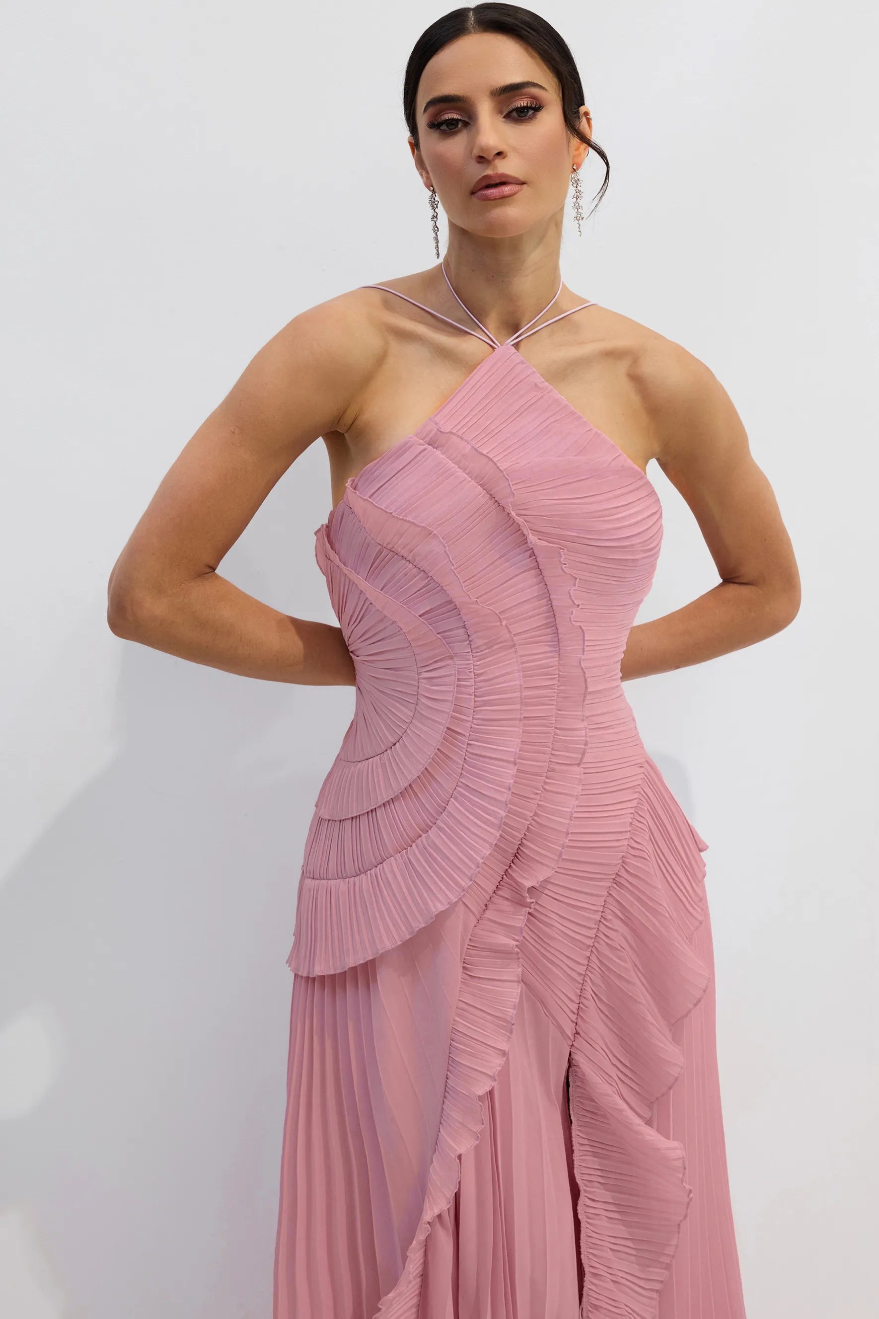Nina | Pleated Halterneck Dress