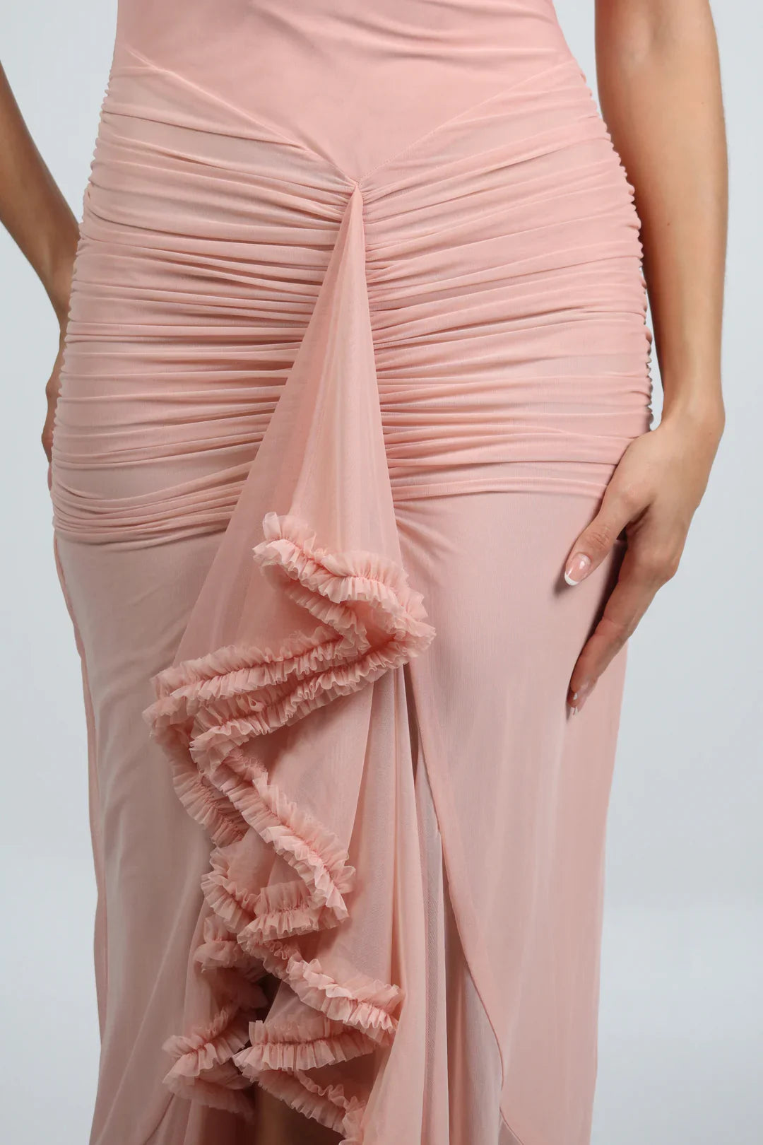 Elara | Ruched Mesh Maxi