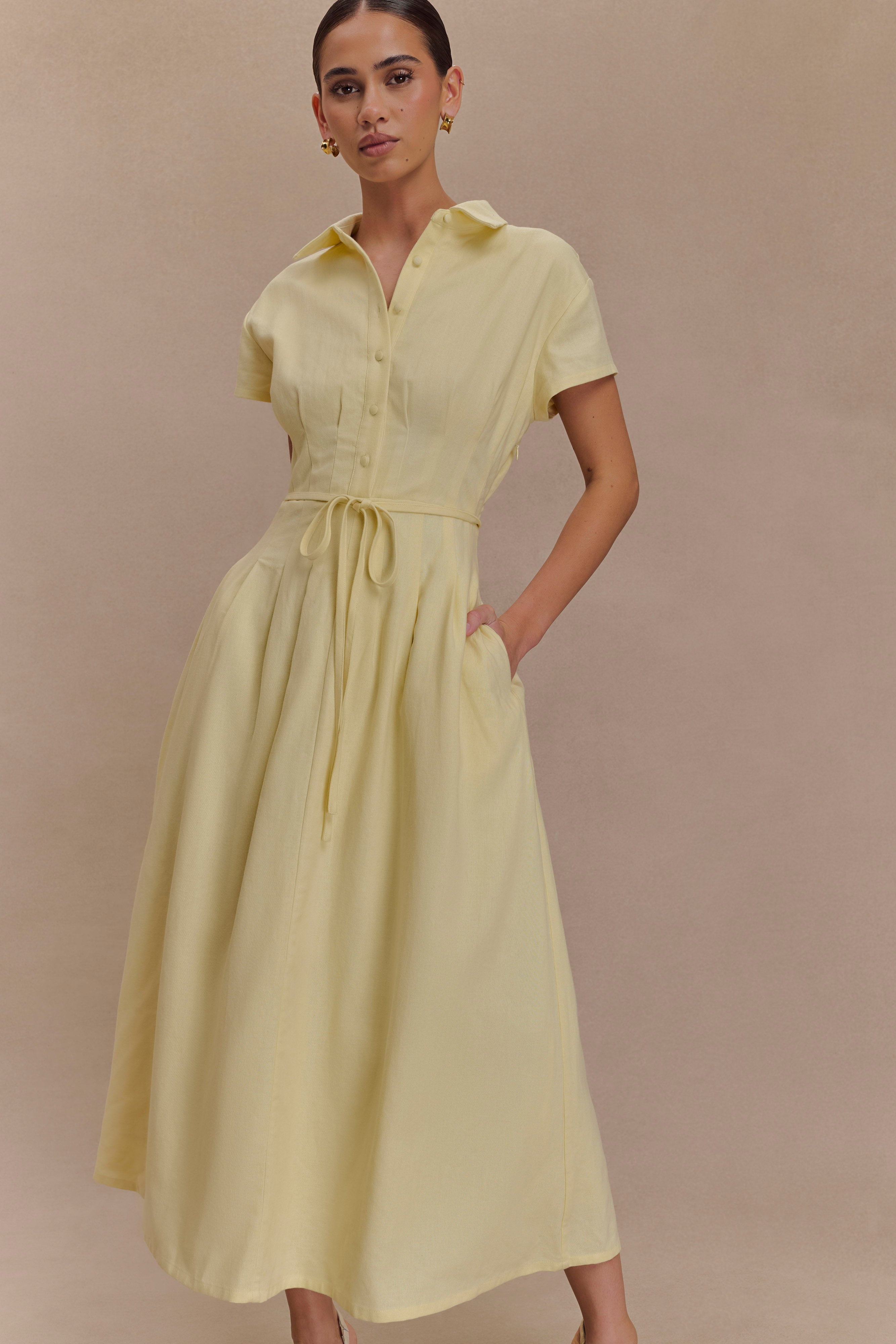 Aysha Buttoned Dress - Lemon