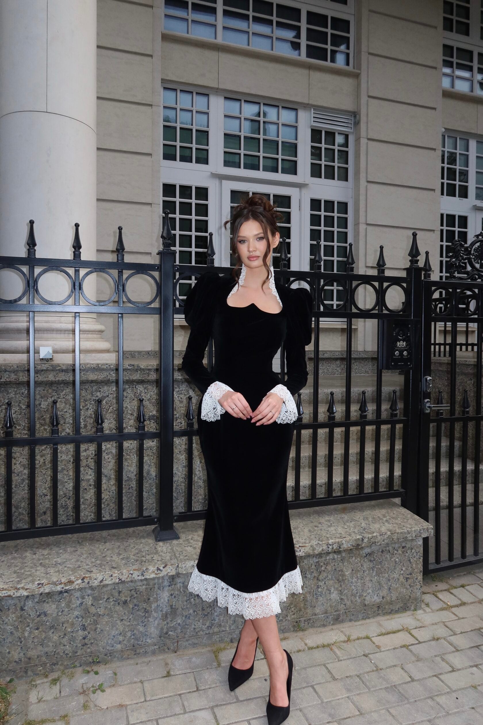 Marielle | Velvet Lace Dress