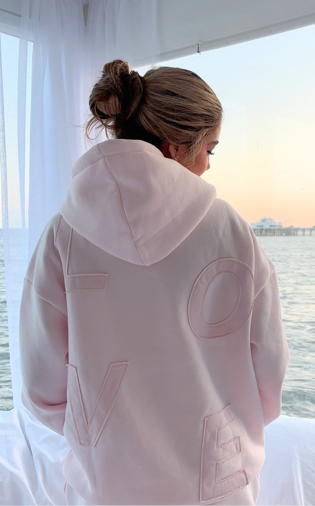 "all love/ love all" hoodie (shell pink)