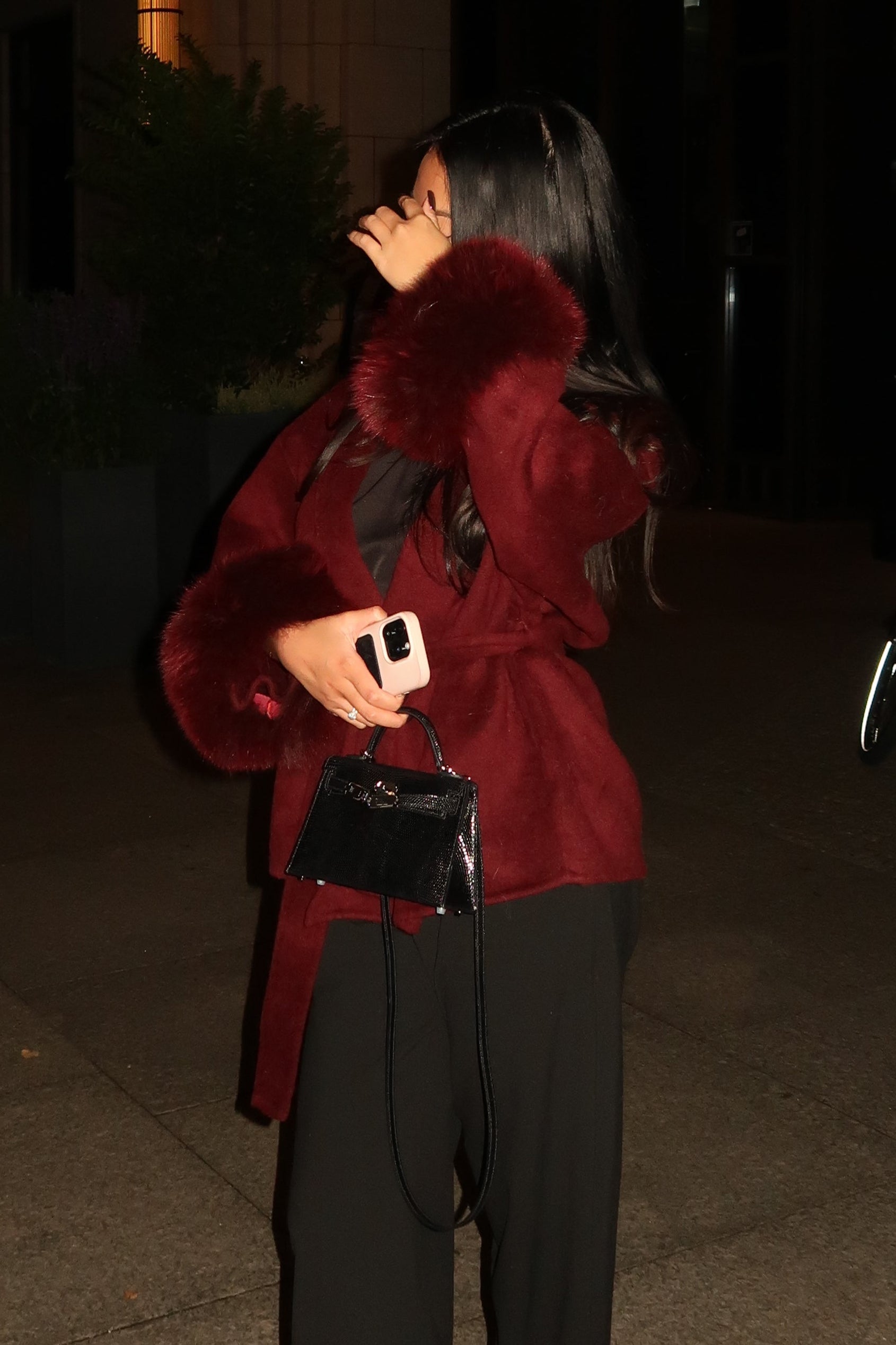 Belted Wool Fur Trim Coat