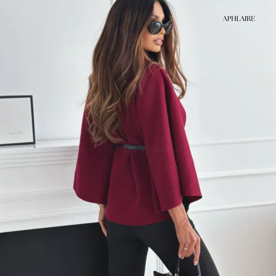Aphlaire Belted Poncho Cape Jacket