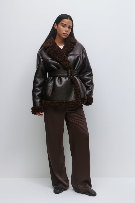 Teddy PU Belted Jacket