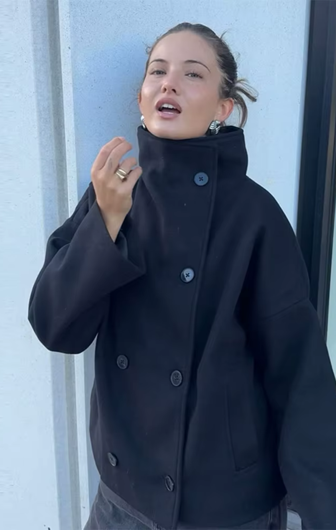 Buttoned-to-Top Trench Coat