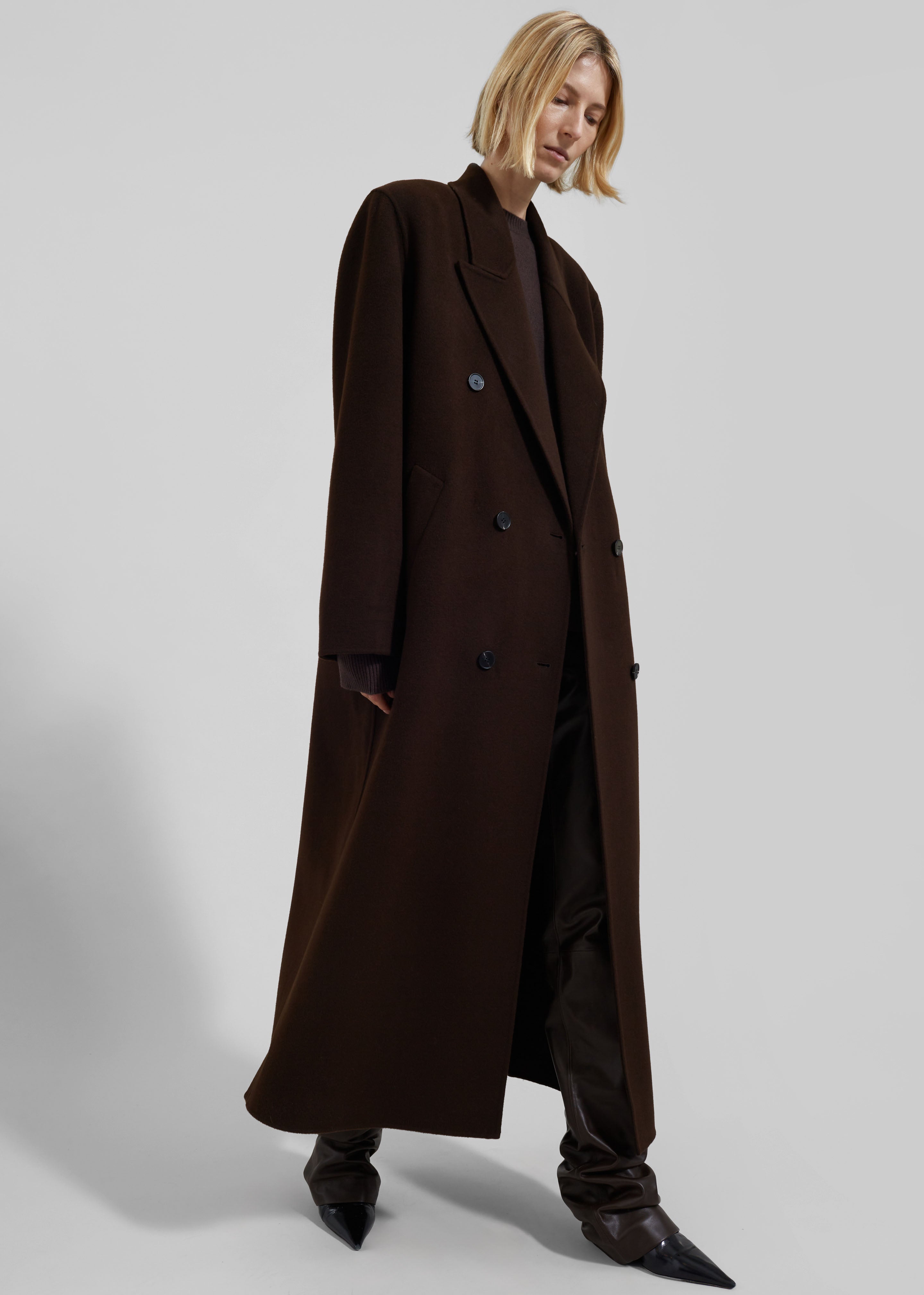 Gaia Double Breasted Coat - Dark Brown