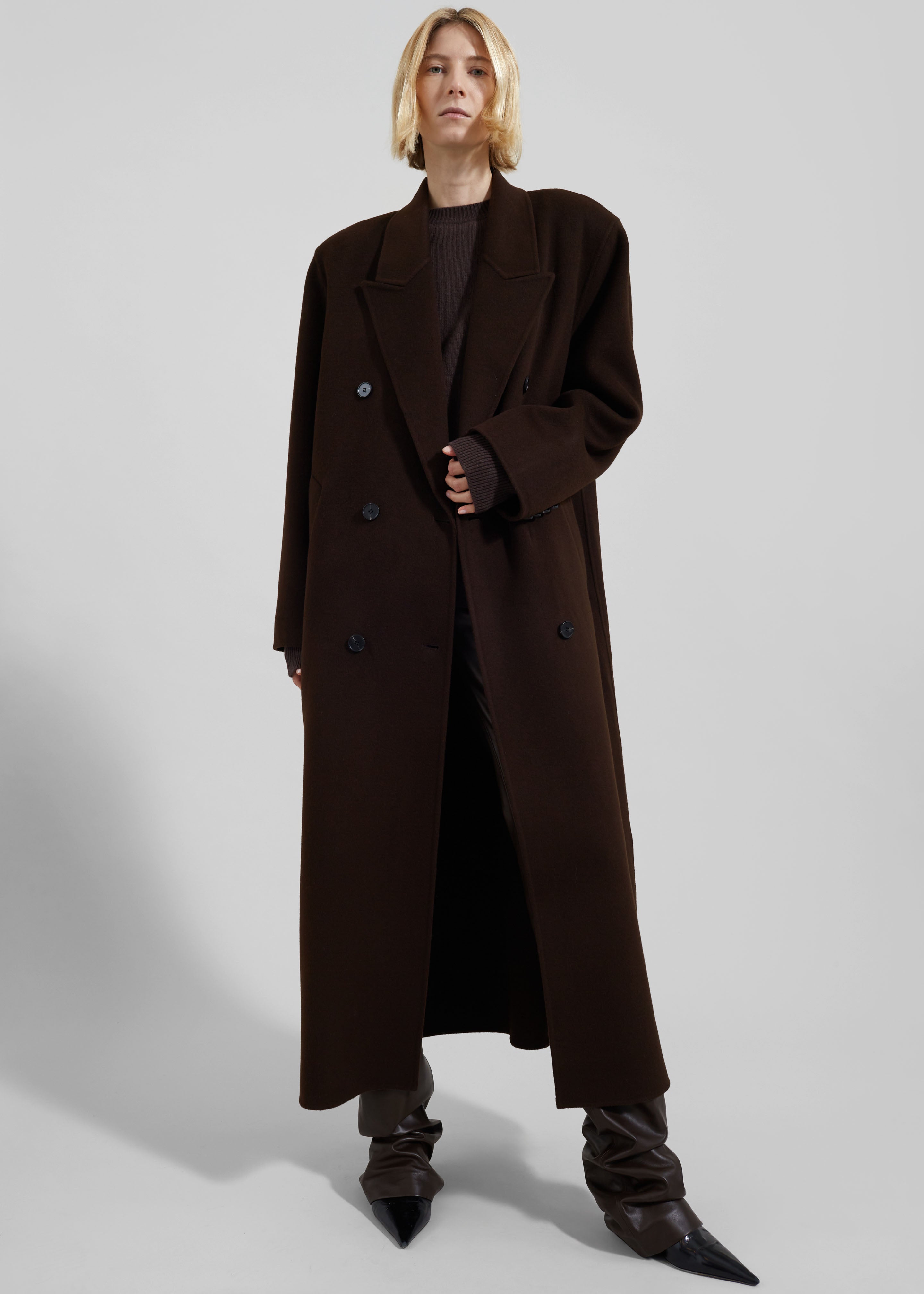 Gaia Double Breasted Coat - Dark Brown