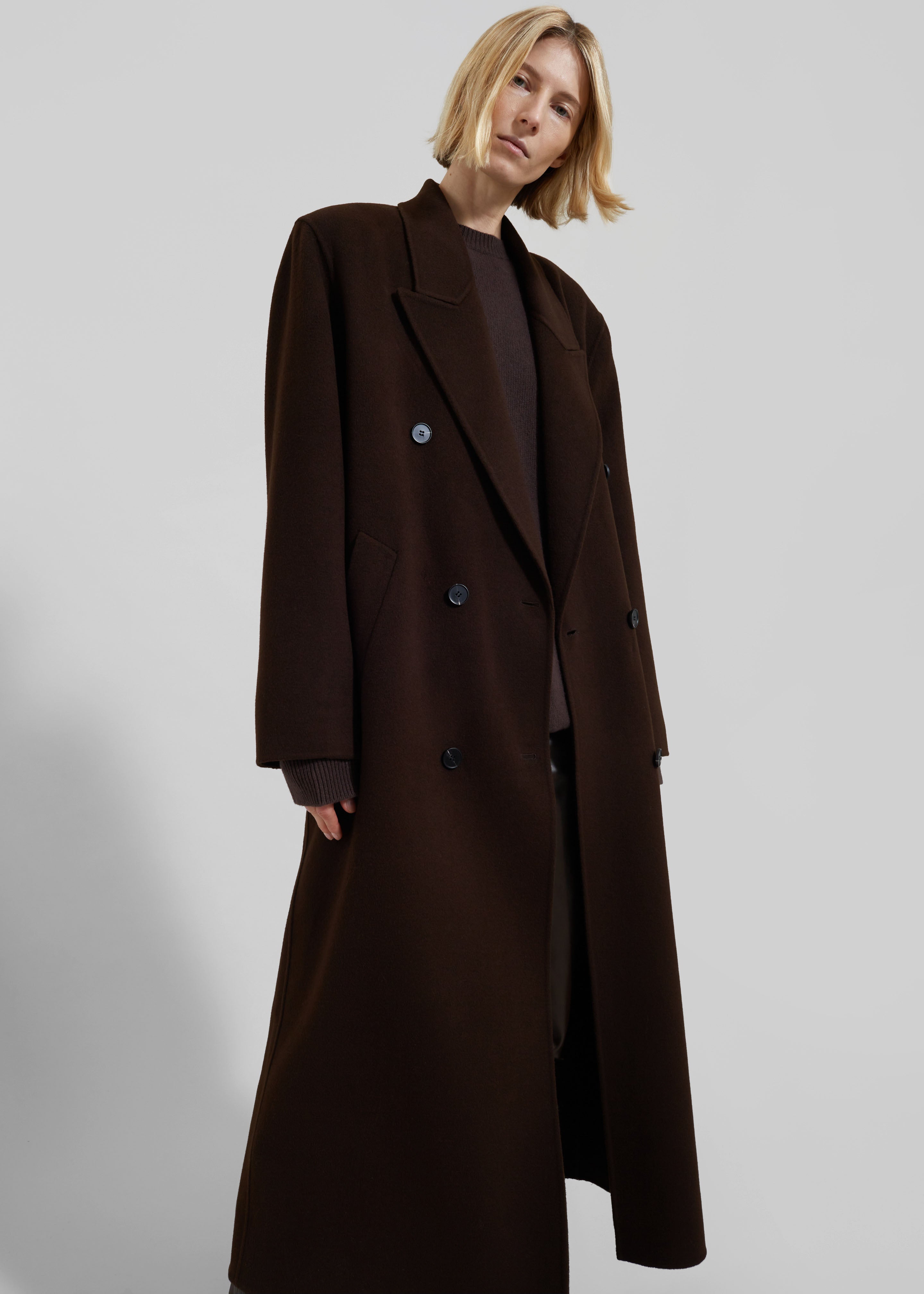 Gaia Double Breasted Coat - Dark Brown