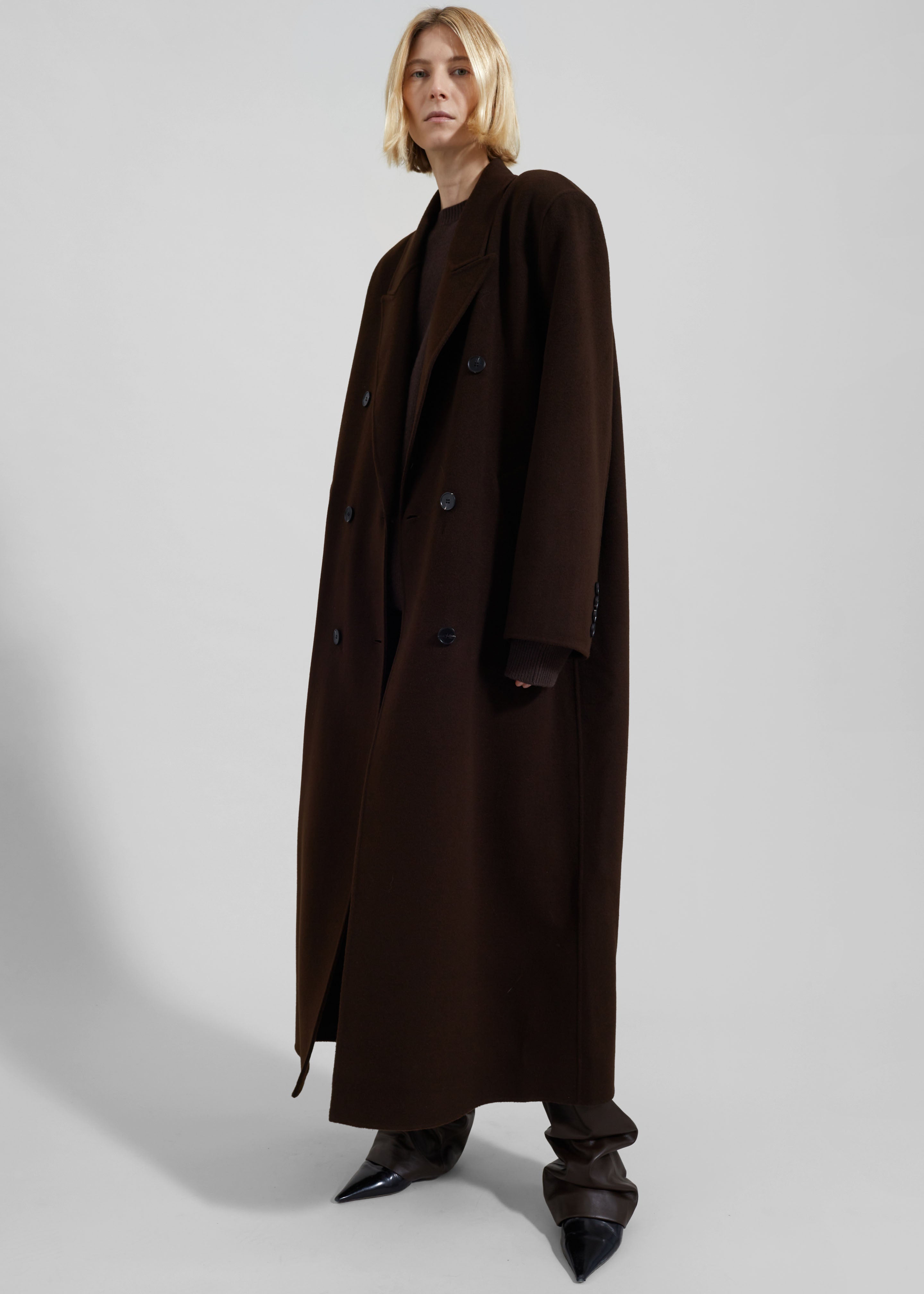 Gaia Double Breasted Coat - Dark Brown