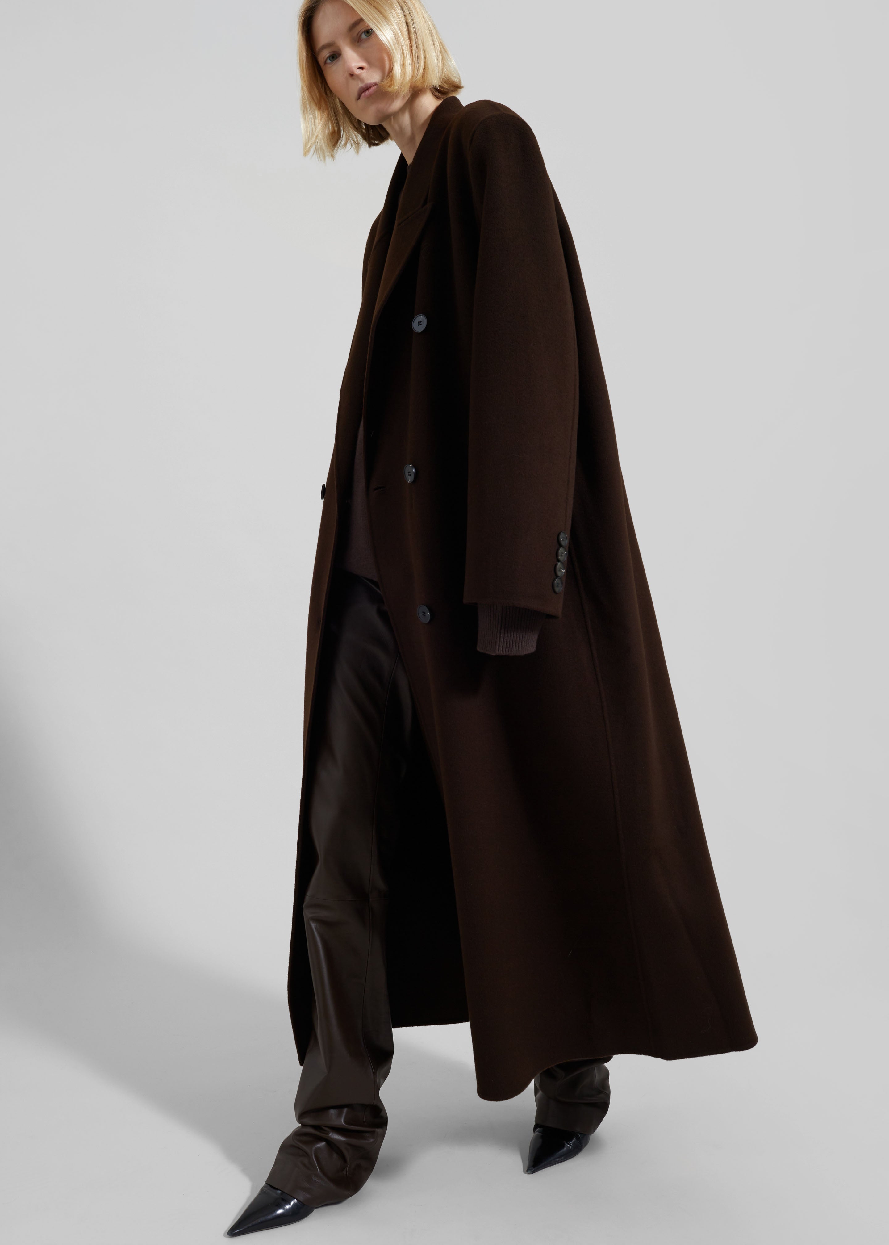 Gaia Double Breasted Coat - Dark Brown