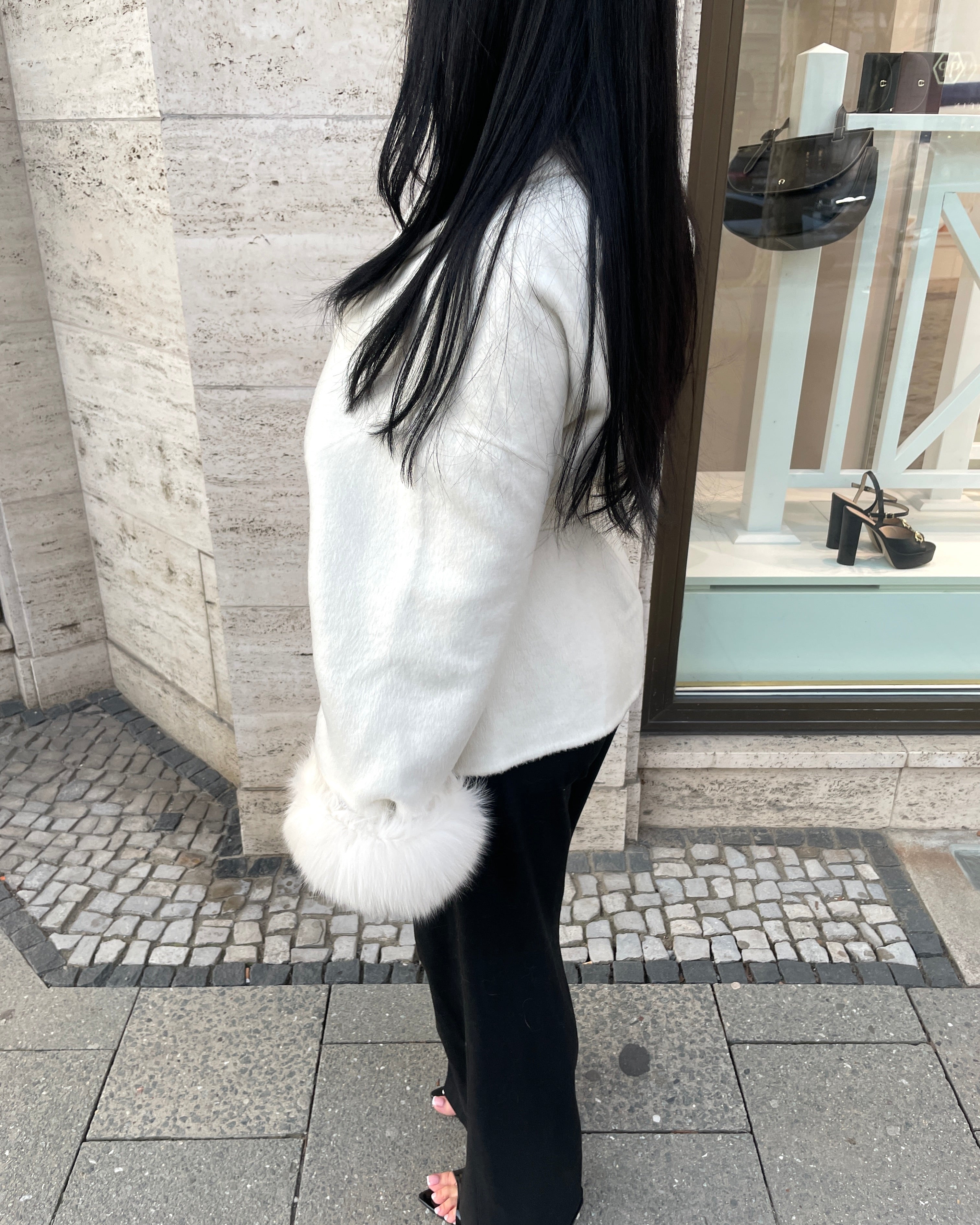 Belted Wool Fur Trim Coat