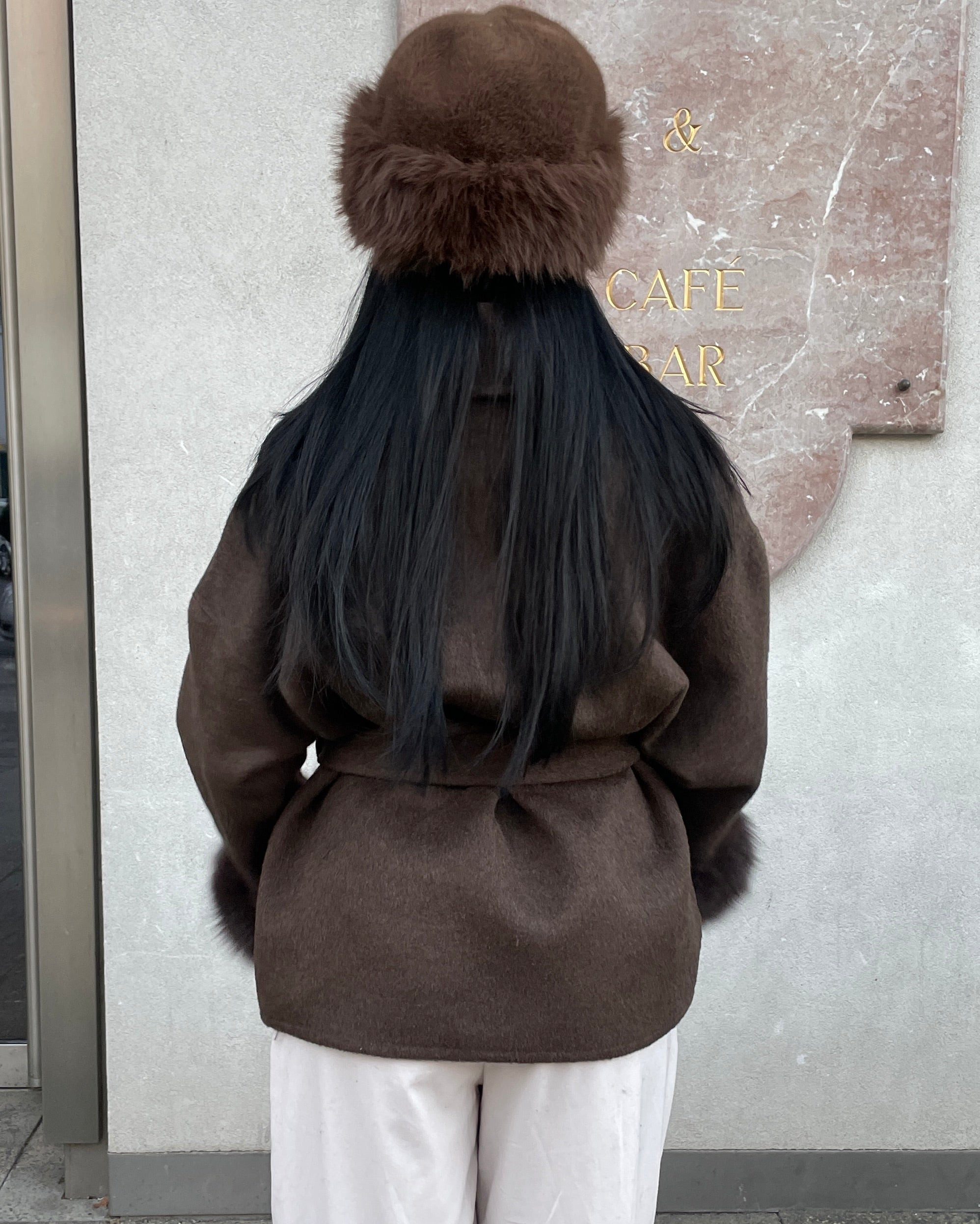 Belted Wool Fur Trim Coat