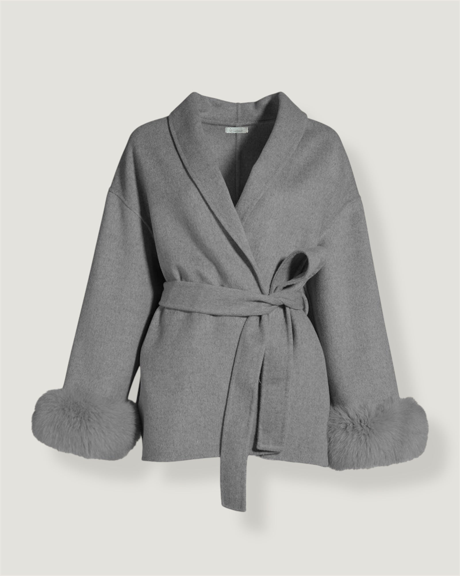 Belted Wool Fur Trim Coat