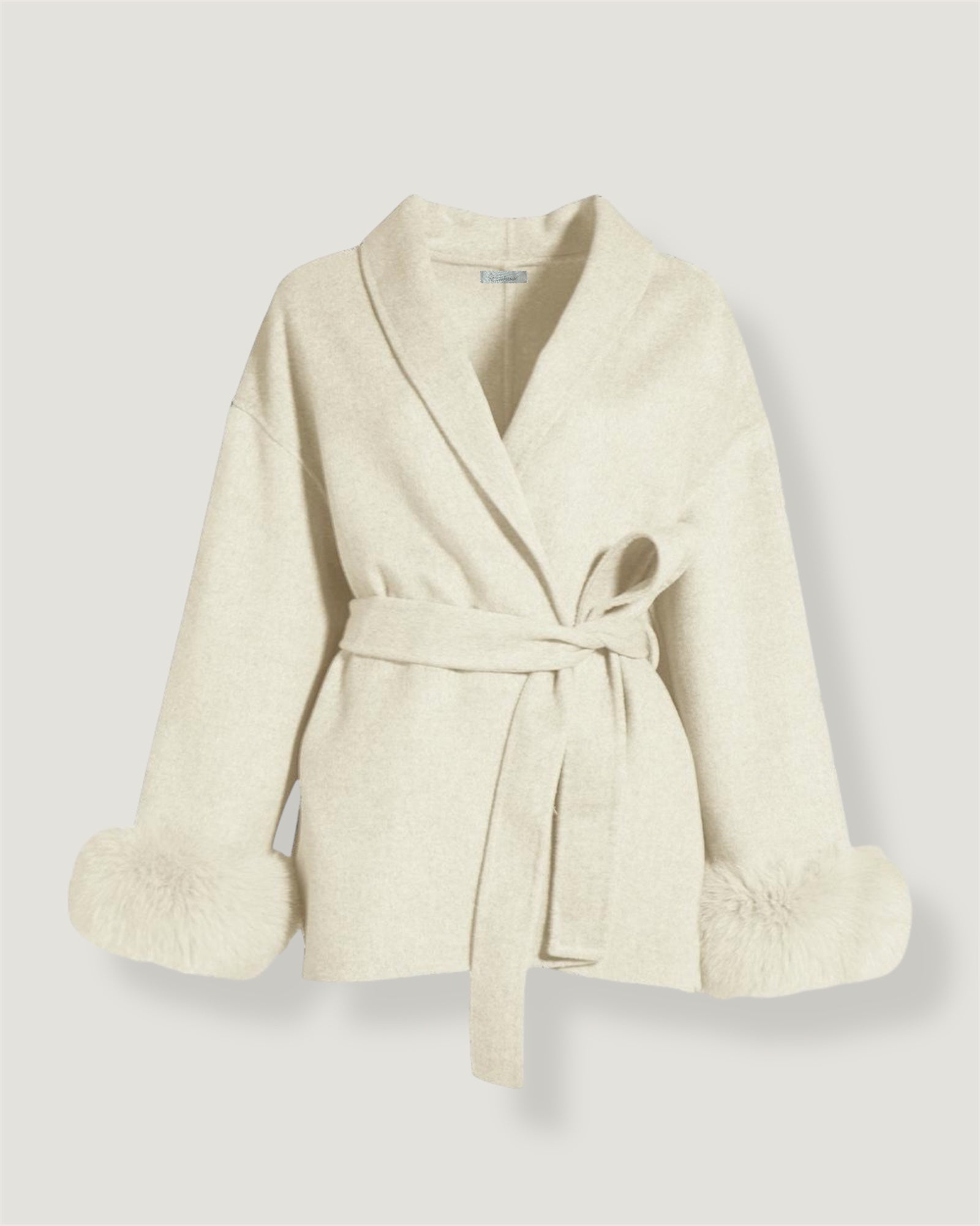 Belted Wool Fur Trim Coat